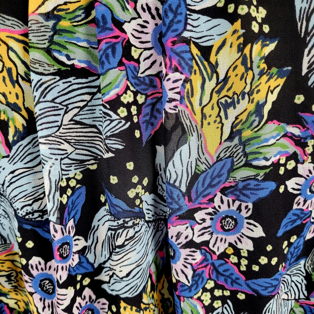 CINQ A SEPT Harriet Floral Smocked Yoke Top Blouse Ruffles Small - Picture 7 of 10